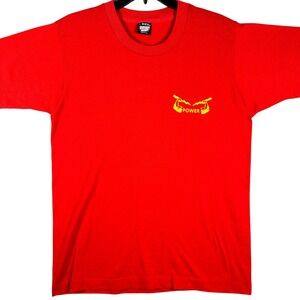 VINTAGE 80s Screen Stars Shirt Men's L Red Power Logo Made In USA Gym